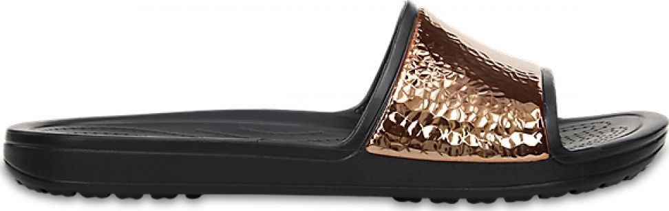 crocs sloane hammered metallic slide