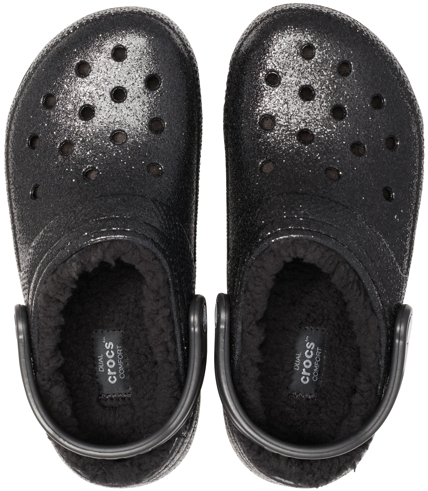 lined glitter crocs